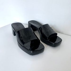 Knockoff Gucci Black Rubber Slide Sandals